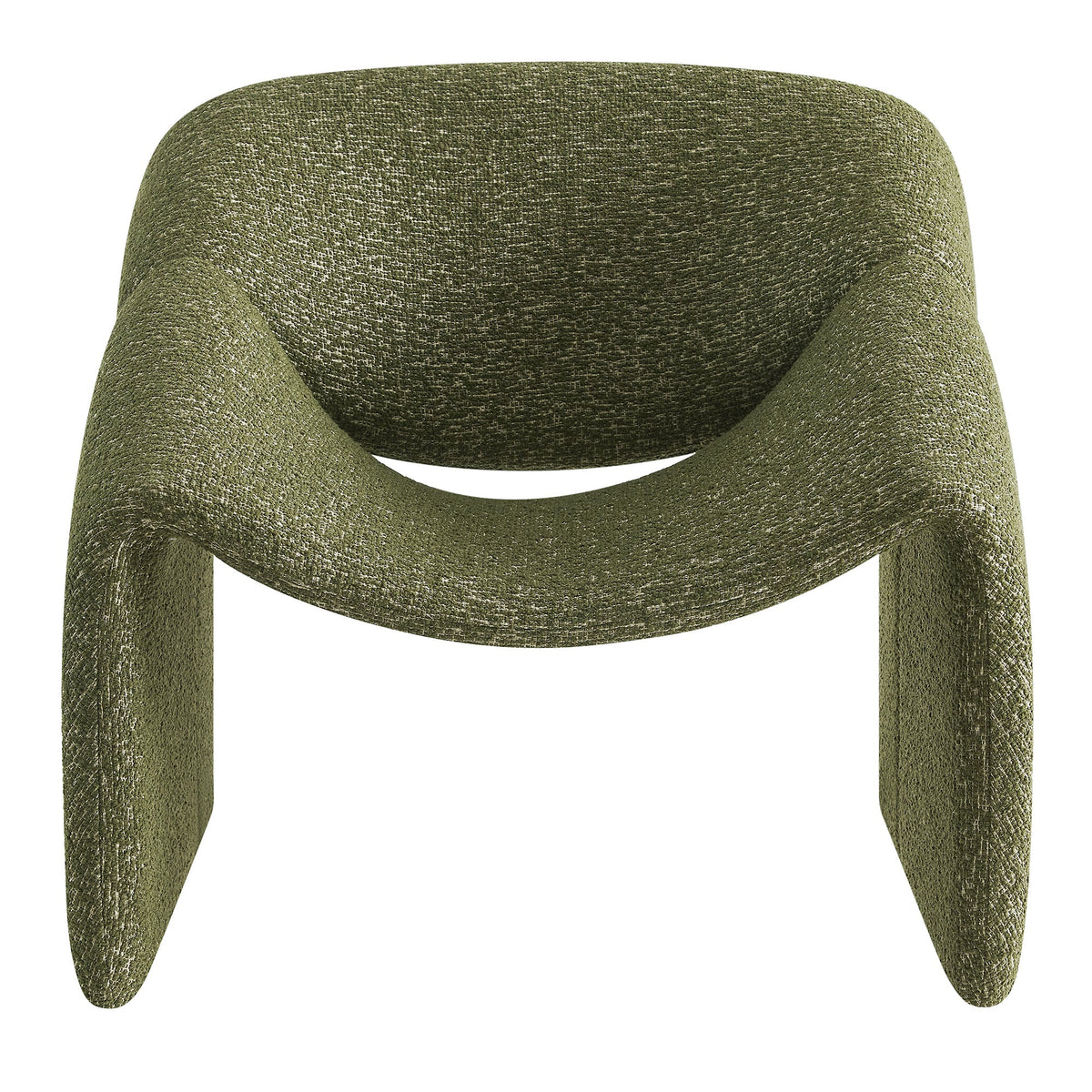 Vivi Olive Looped Textural Fabric Curved Arm Accent Chair - Ornate Home