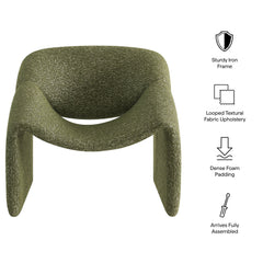Vivi Olive Looped Textural Fabric Curved Arm Accent Chair - Ornate Home