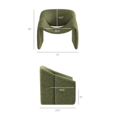 Vivi Olive Looped Textural Fabric Curved Arm Accent Chair - Ornate Home