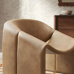 Vivi Toast Vegan Leather Curved Arm Accent Chair - Ornate Home