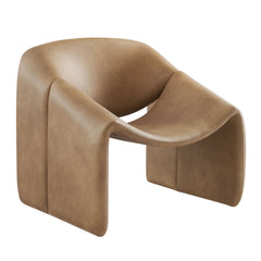 Vivi Toast Vegan Leather Curved Arm Accent Chair - Ornate Home