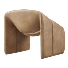 Vivi Toast Vegan Leather Curved Arm Accent Chair - Ornate Home
