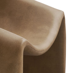 Vivi Toast Vegan Leather Curved Arm Accent Chair - Ornate Home
