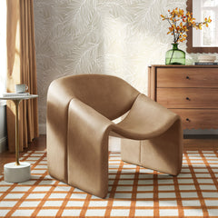 Vivi Toast Vegan Leather Curved Arm Accent Chair - Ornate Home