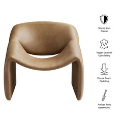 Vivi Toast Vegan Leather Curved Arm Accent Chair - Ornate Home