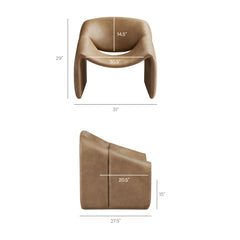 Vivi Toast Vegan Leather Curved Arm Accent Chair - Ornate Home