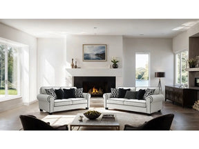 Viviani White Upholstery Living Room Set - Ornate Home