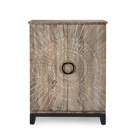 Vivienne Distressed Taupe Bar Cabinet - Ornate Home