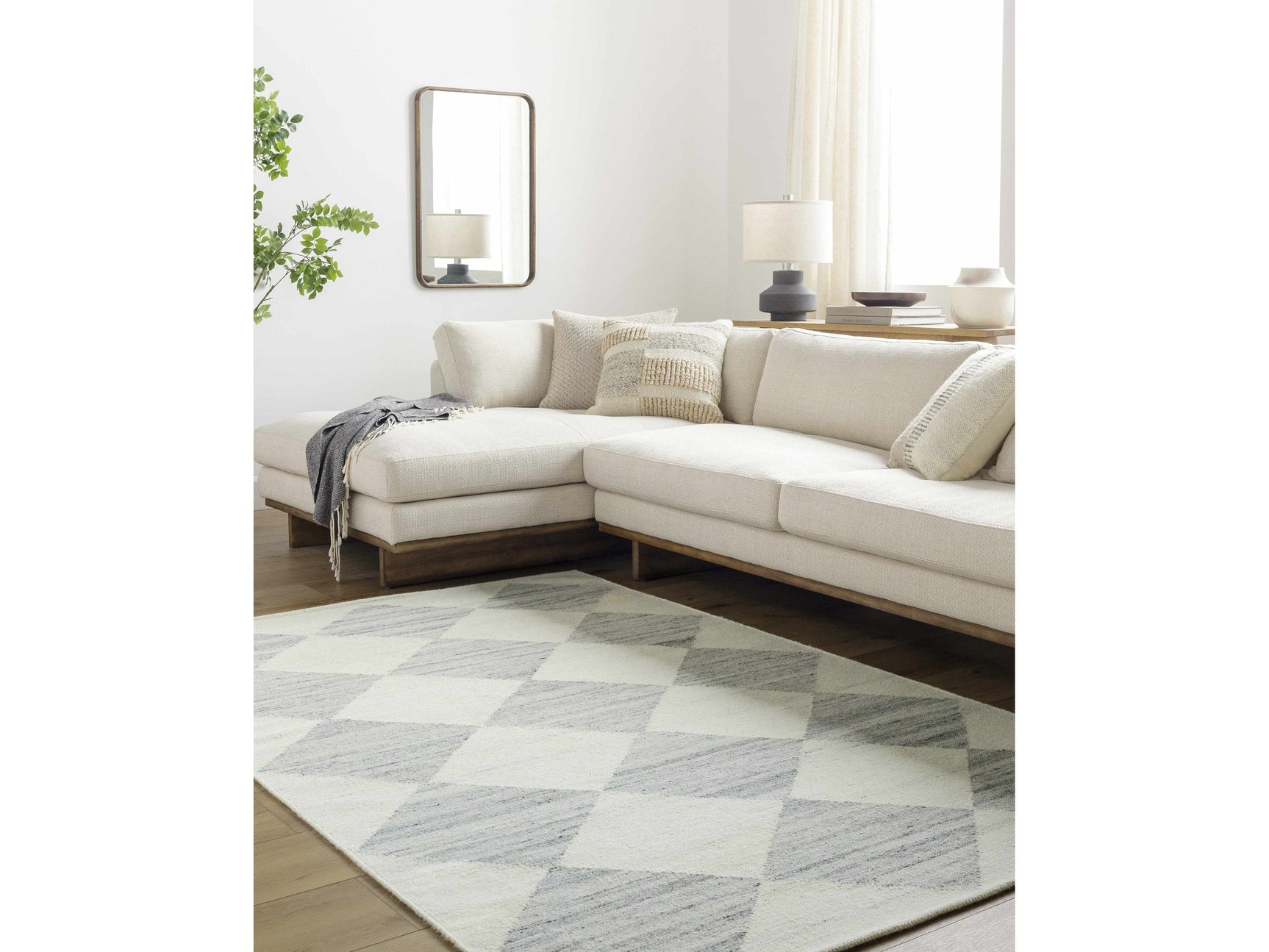 Vivir x Livabliss Antho Light Gray Diamond Rug - Ornate Home