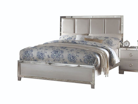 Voeville II Platinum PU & Platinum Eastern King Bed - Ornate Home