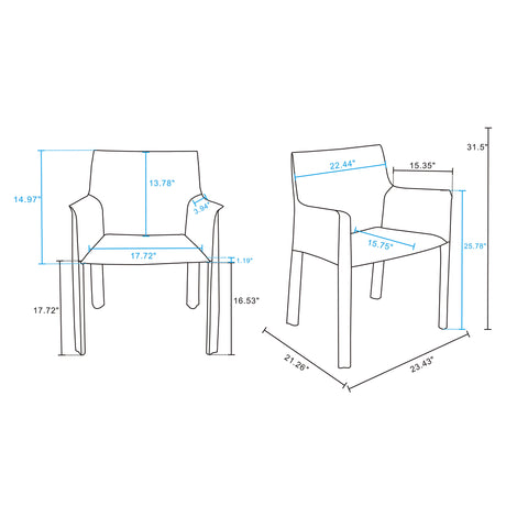 Vogue Arm Chair in Grey (set of 2) - Ornate Home