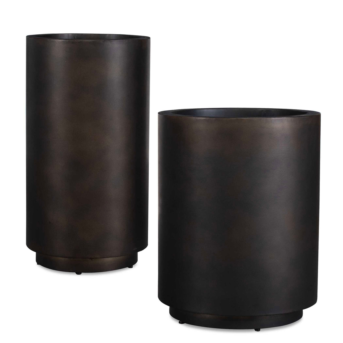 Volcan Matte Bronze Outdoor Planters (Set of 2) - Ornate Home