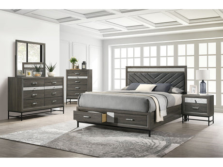 Voleta Gray 5 Pc. Queen Bedroom Set w/ Chest - Ornate Home
