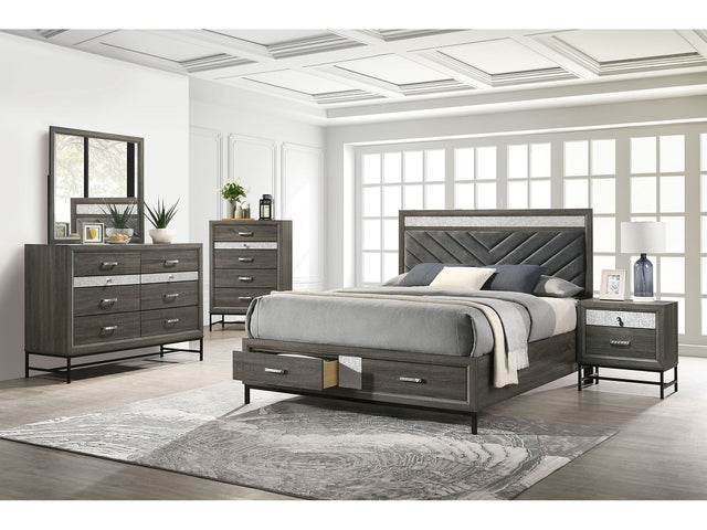 Voleta Gray 5 Pc. Queen Bedroom Set w/ Chest - Ornate Home