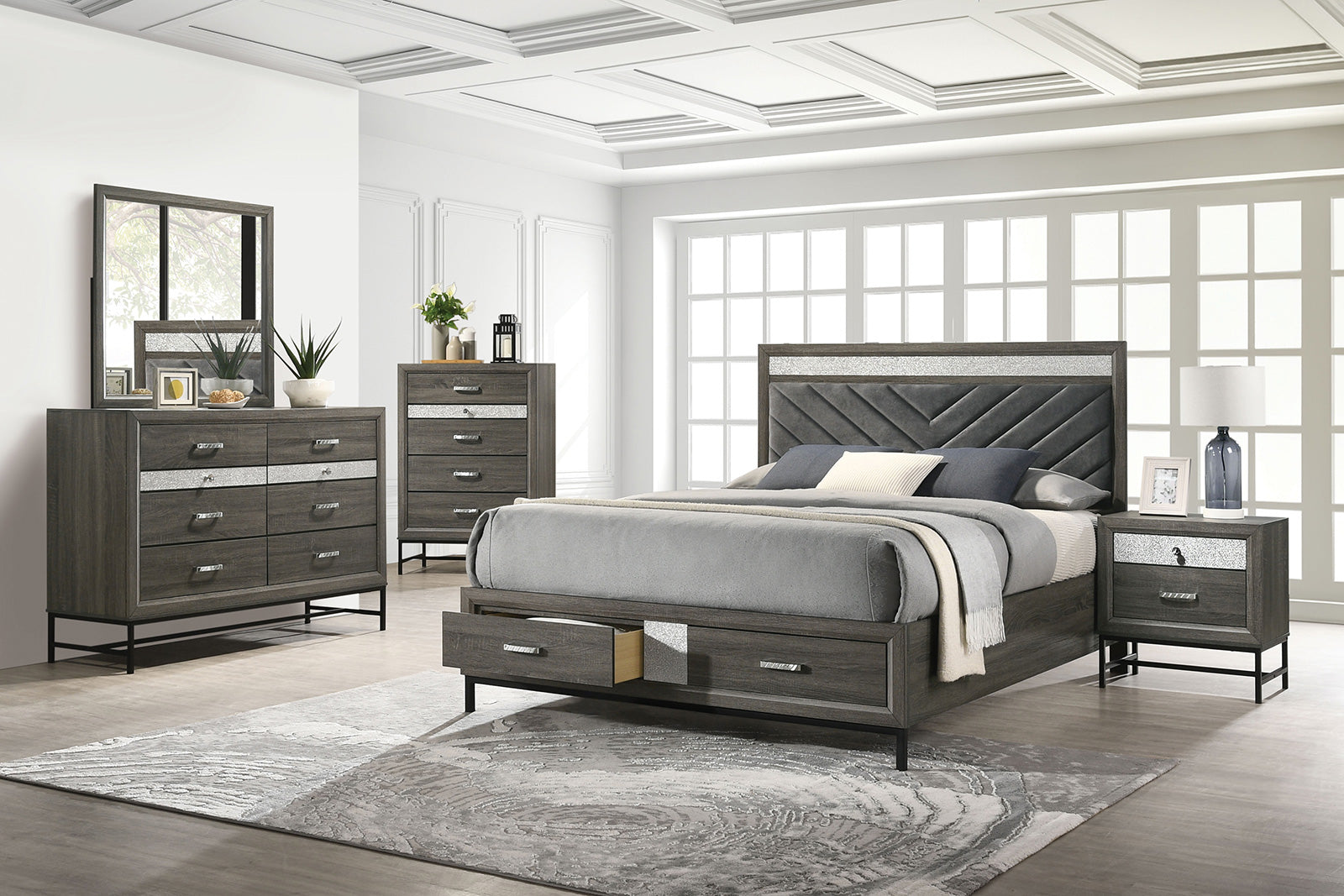 Voleta Gray Full Bed - Ornate Home