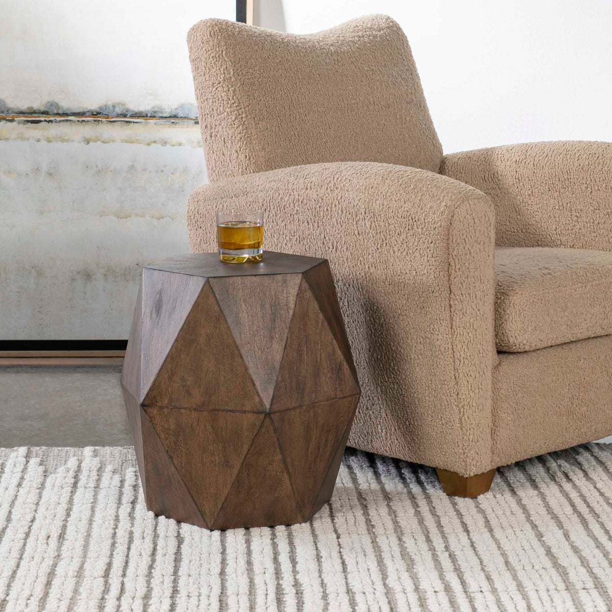 Volker Woodtone Honey Geometric Accent Table - Ornate Home
