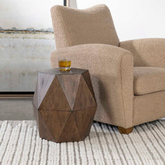 Volker Woodtone Honey Geometric Accent Table - Ornate Home