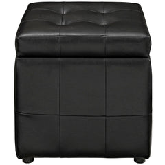 Volt Black Storage Upholstered Vinyl Ottoman - Ornate Home
