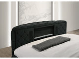 Voltare Black Queen Bed w/ Fireplace and TV Lift - Ornate Home