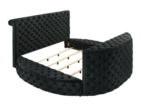 Voltare Black Queen Bed w/ Fireplace and TV Lift - Ornate Home