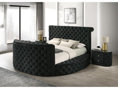 Voltare Black Oval Nightstand w/ 8mm Tempered Glass Top - Ornate Home