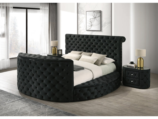 Voltare Black Oval Nightstand w/ 8mm Tempered Glass Top - Ornate Home