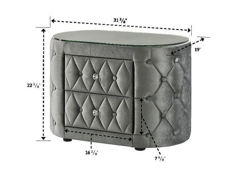 Voltare Black Oval Nightstand w/ 8mm Tempered Glass Top - Ornate Home