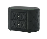 Voltare Black Oval Nightstand w/ 8mm Tempered Glass Top - Ornate Home