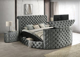 Voltare Gray King Bed w/ Fireplace and TV Lift - Ornate Home