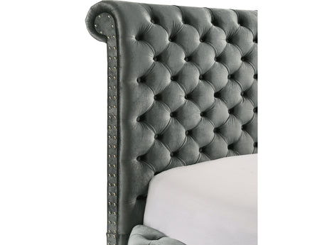 Voltare Gray Queen Bed w/ Fireplace and TV Lift - Ornate Home