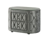 Voltare Gray Oval Nightstand w/ 8mm Tempered Glass Top - Ornate Home