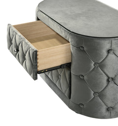 Voltare Gray Oval Nightstand w/ 8mm Tempered Glass Top - Ornate Home