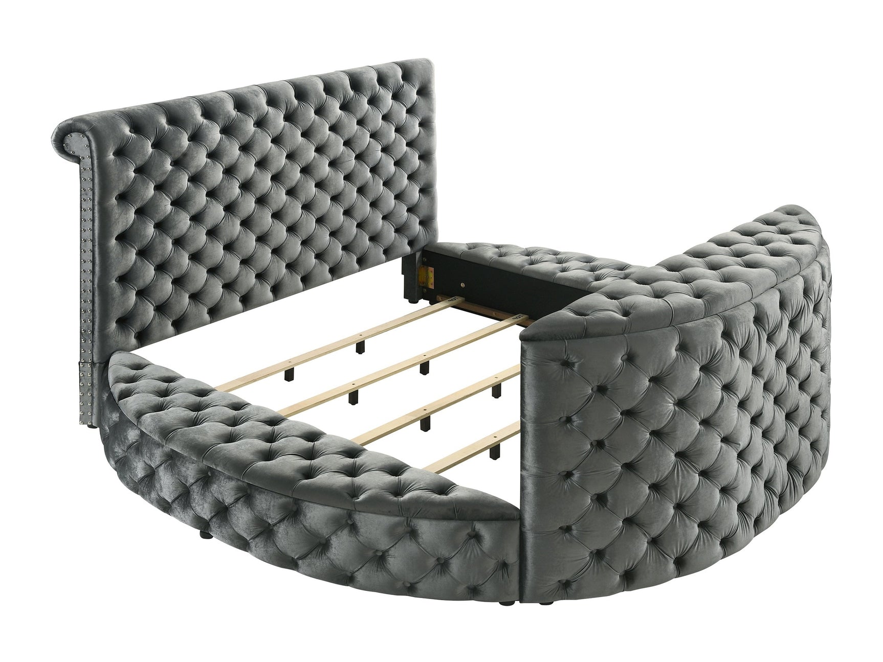 Voltare Gray Queen Bed w/ Fireplace and TV Lift - Ornate Home