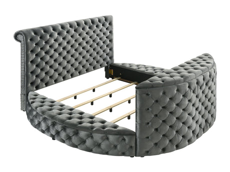 Voltare Gray Queen Bed w/ Fireplace and TV Lift - Ornate Home