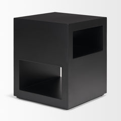 Vondra Matte Black Metal with Open Shelves Side Table - Ornate Home