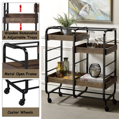 Vorrik Black & Walnut Serving Cart - Ornate Home