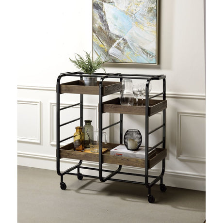 Vorrik Black & Walnut Serving Cart - Ornate Home