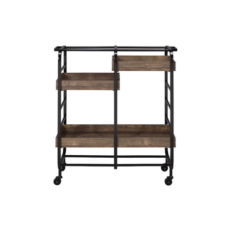 Vorrik Black & Walnut Serving Cart - Ornate Home