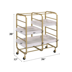 Vorrik Gold & WhiteWashed Serving Cart - Ornate Home