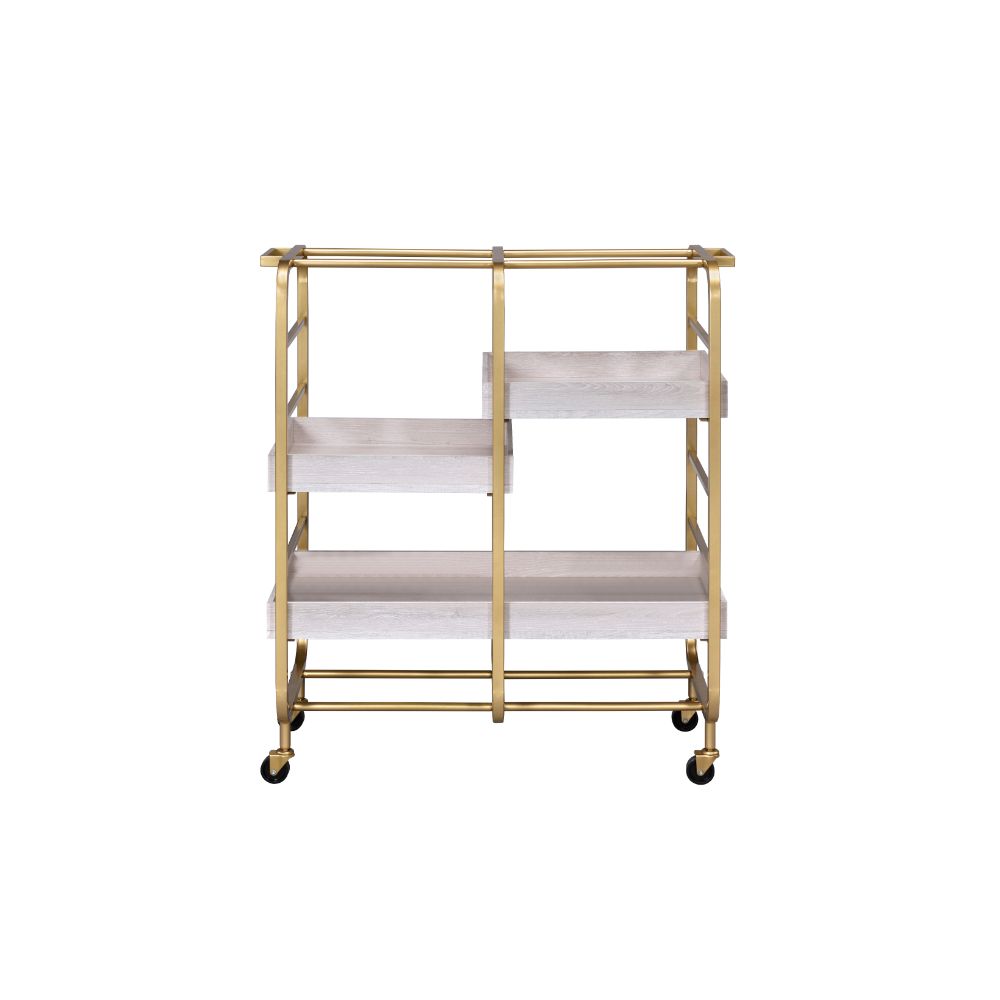 Vorrik Gold & WhiteWashed Serving Cart - Ornate Home