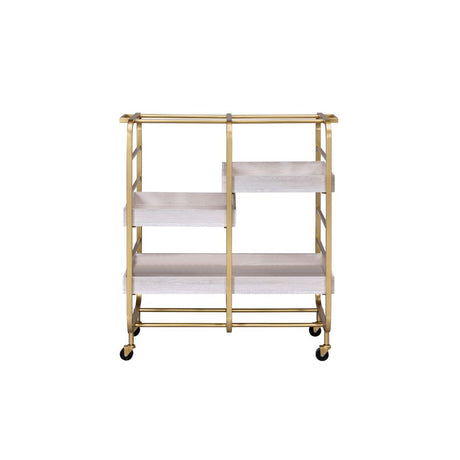 Vorrik Gold & WhiteWashed Serving Cart - Ornate Home