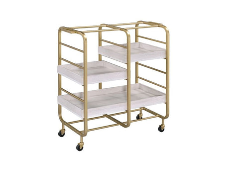 Vorrik Gold & WhiteWashed Serving Cart - Ornate Home
