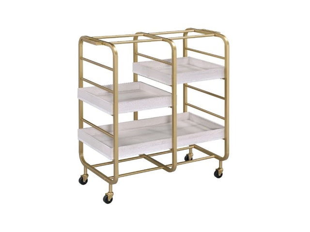 Vorrik Gold & WhiteWashed Serving Cart - Ornate Home