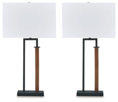 Voslen Black/Brown Table Lamp (Set of 2) - Ornate Home