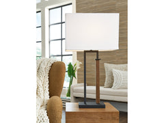 Voslen Black/Brown Table Lamp (Set of 2) - Ornate Home