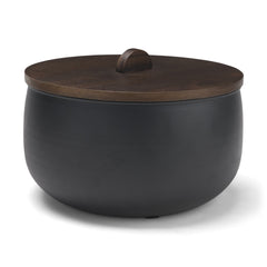 Voss Black Metal with Dark Wood Lid Canister - Ornate Home