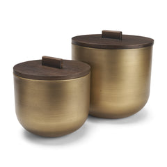 Voss Brass/Dark Brown Metal Canister Set - Ornate Home