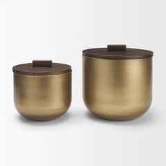 Voss Brass/Dark Brown Metal Canister Set - Ornate Home