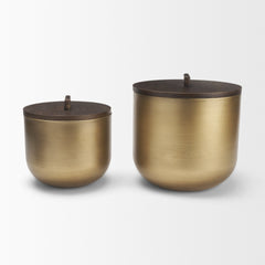 Voss Brass/Dark Brown Metal Canister Set - Ornate Home