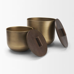 Voss Brass/Dark Brown Metal Canister Set - Ornate Home